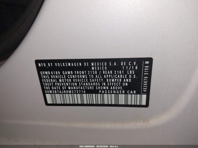 2017 VOLKSWAGEN JETTA 1.4T S 9
