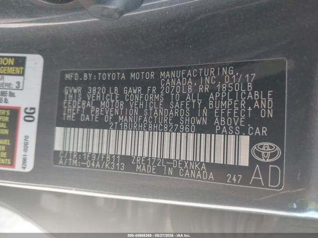 2017 TOYOTA COROLLA LE 9