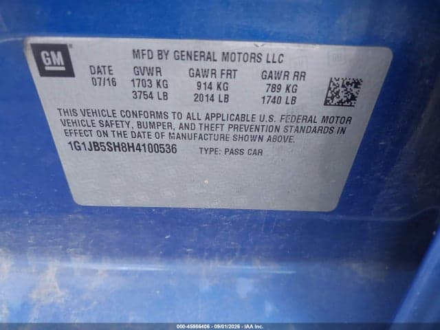 2017 CHEVROLET SONIC LS AUTO 9