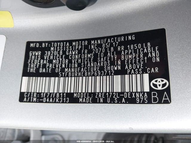 2017 TOYOTA COROLLA LE 9