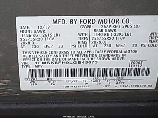 2020 FORD EXPLORER LIMITED 9