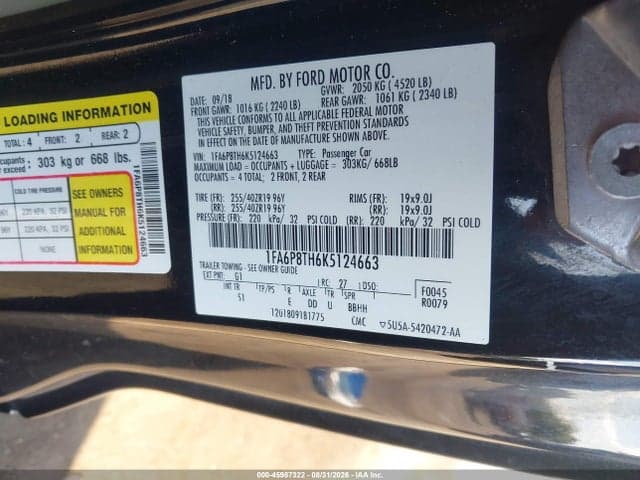 2019 FORD MUSTANG ECOBOOST PREMIUM 9