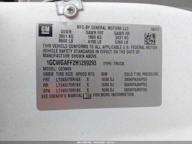 2017 CHEVROLET EXPRESS 2500 WORK VAN 9