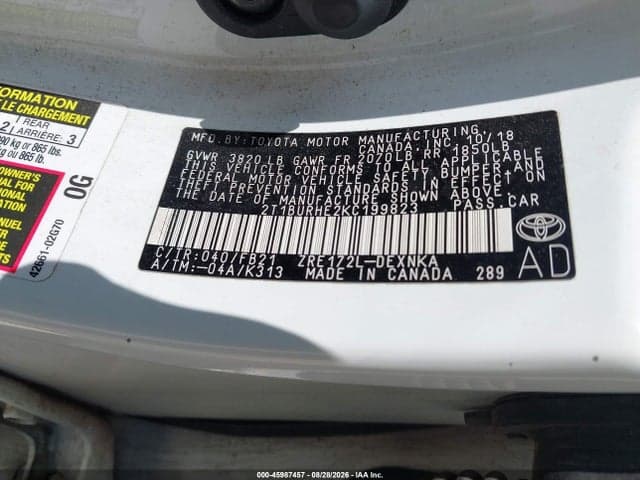2019 TOYOTA COROLLA LE 9