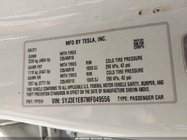 2021 TESLA MODEL 3 LONG RANGE DUAL MOTOR ALL-WHEEL DRIVE 9