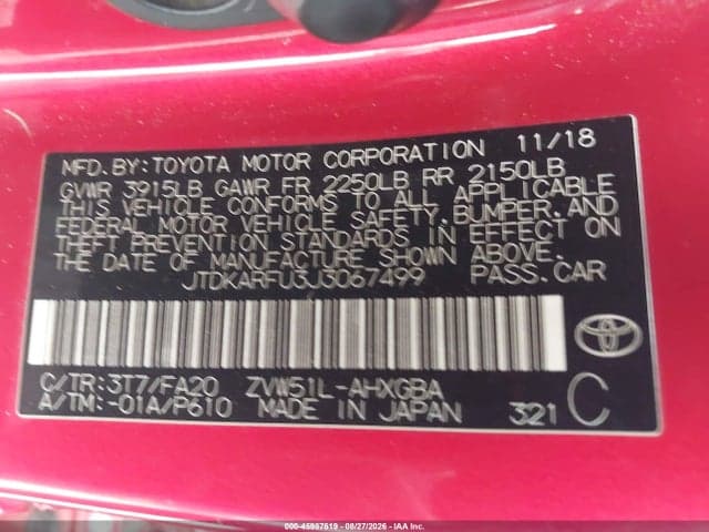 2018 TOYOTA PRIUS THREE 9