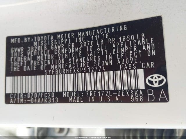 2019 TOYOTA COROLLA SE 9