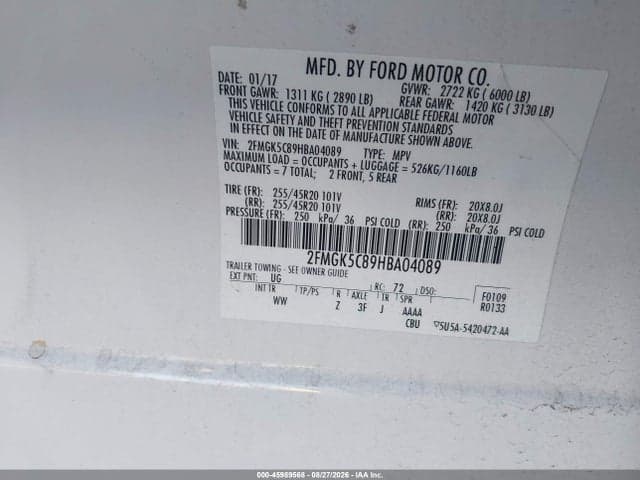 2017 FORD FLEX SEL 9