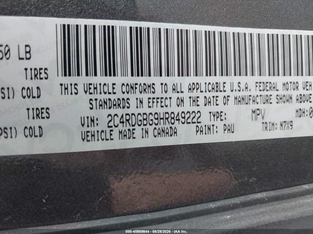 2017 DODGE GRAND CARAVAN SE PLUS 9