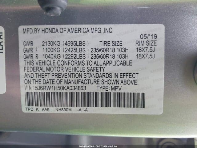 2019 HONDA CR-V EX 9