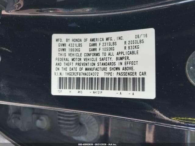2017 HONDA ACCORD EX-L 9
