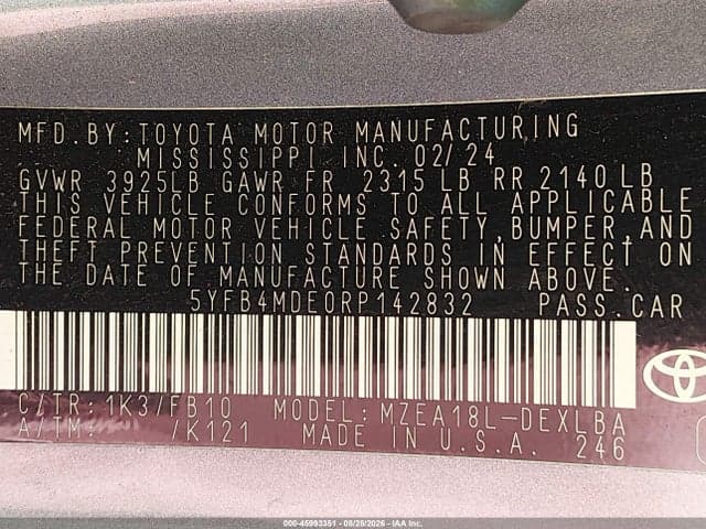 2024 TOYOTA COROLLA LE 9