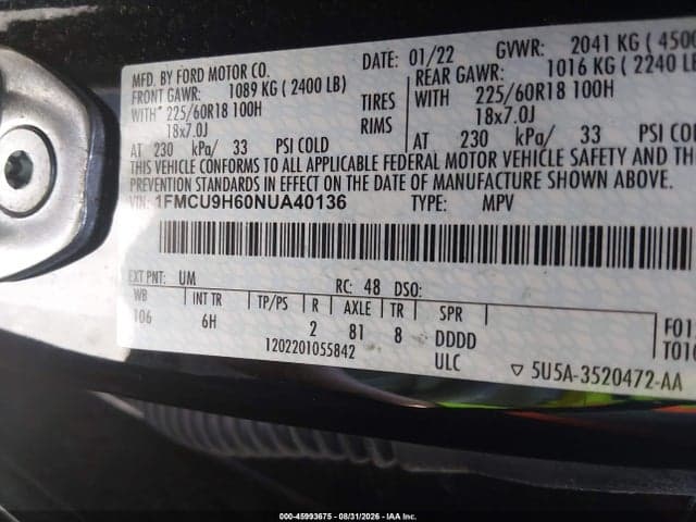 2022 FORD ESCAPE SEL 9