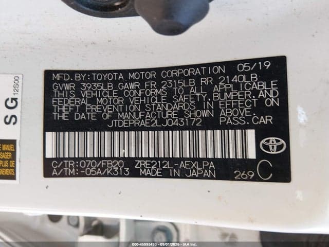 2020 TOYOTA COROLLA LE 9