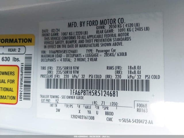 2024 FORD MUSTANG ECOBOOST PREMIUM FASTBACK 9