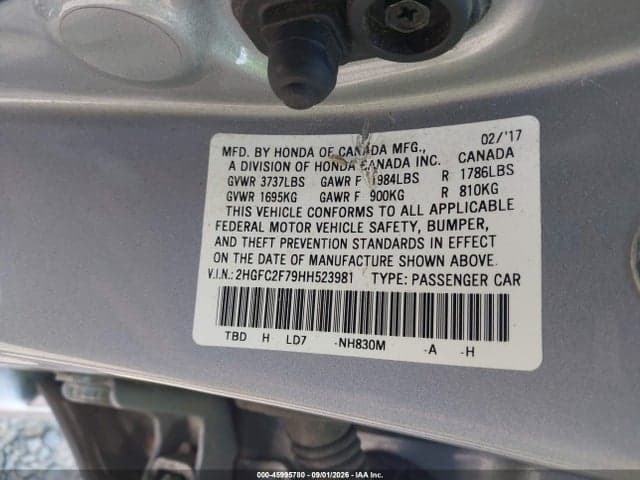 2017 HONDA CIVIC EX 9