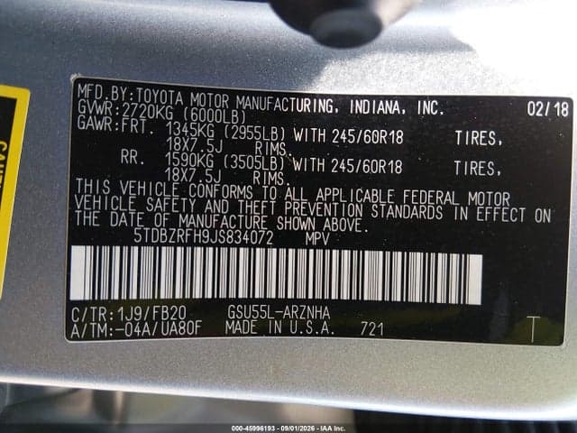 2018 TOYOTA HIGHLANDER LE 9