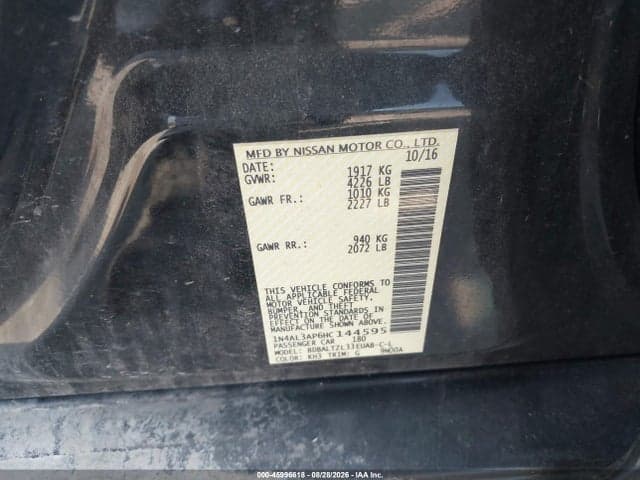 2017 NISSAN ALTIMA 2.5 SL 3