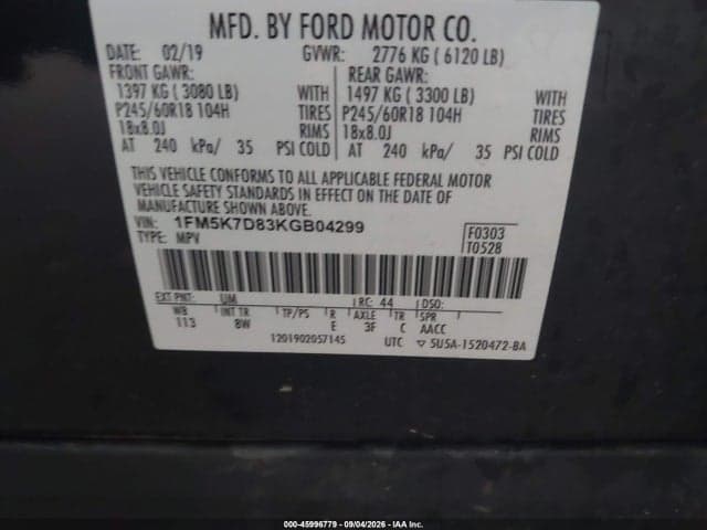 2019 FORD EXPLORER XLT 9