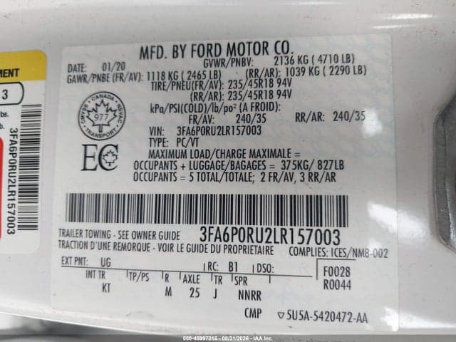 2020 FORD FUSION HYBRID TITANIUM 9