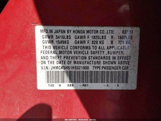 2017 HONDA FIT LX 9