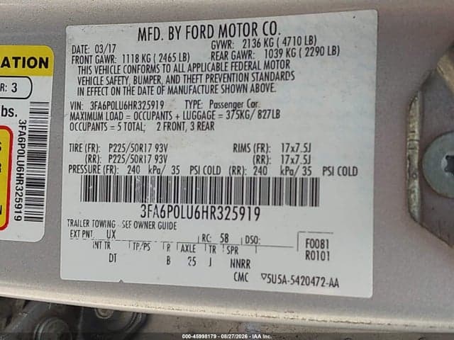 2017 FORD FUSION HYBRID SE 9
