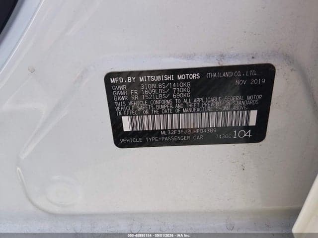 2020 MITSUBISHI MIRAGE G4 ES 9