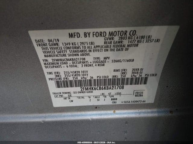 2019 FORD FLEX SEL 9