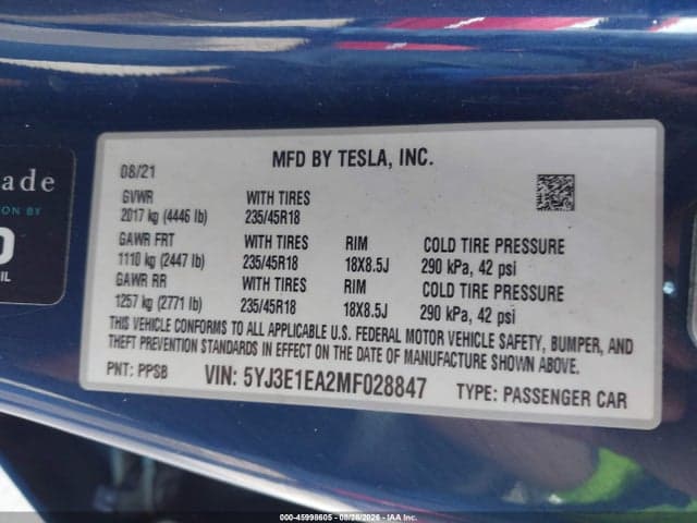 2021 TESLA MODEL 3 STANDARD RANGE PLUS REAR-WHEEL DRIVE 9