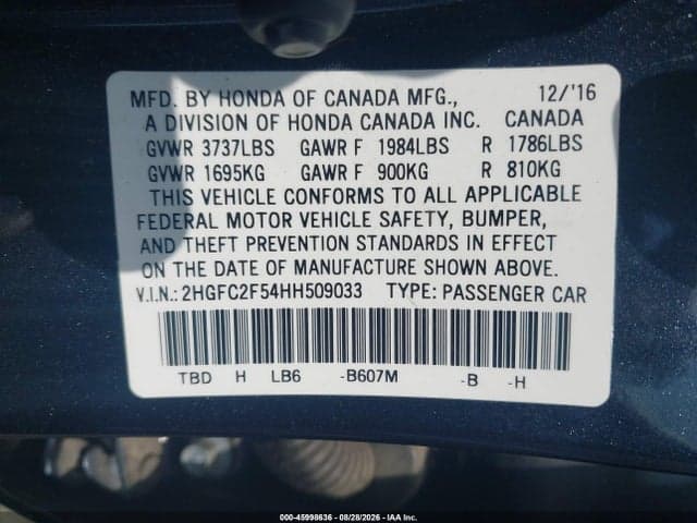 2017 HONDA CIVIC LX 9