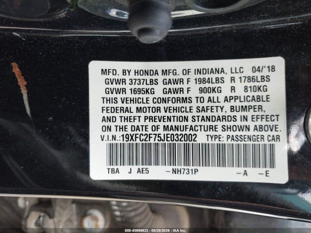 2018 HONDA CIVIC EX 9