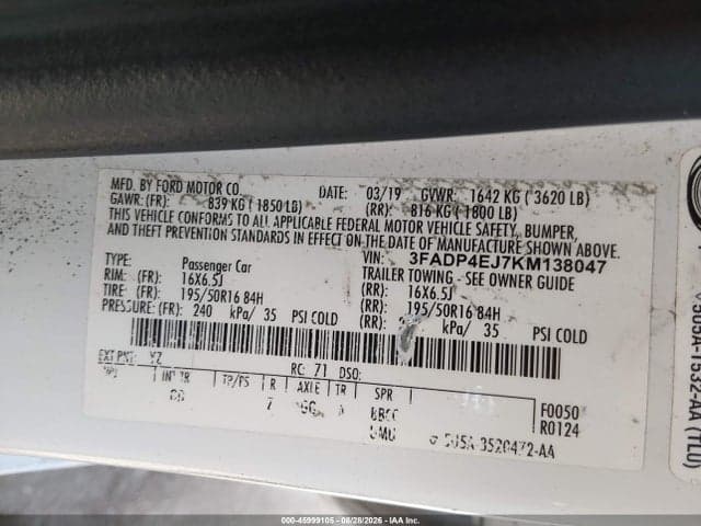 2019 FORD FIESTA SE 9