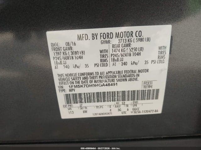 2017 FORD EXPLORER XLT 9