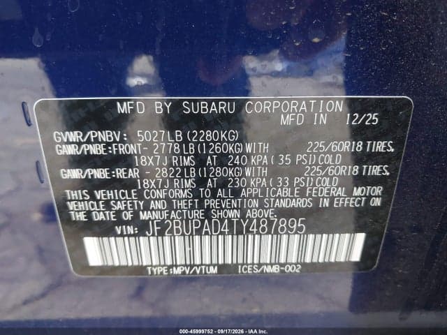 2026 SUBARU OUTBACK PREMIUM 9
