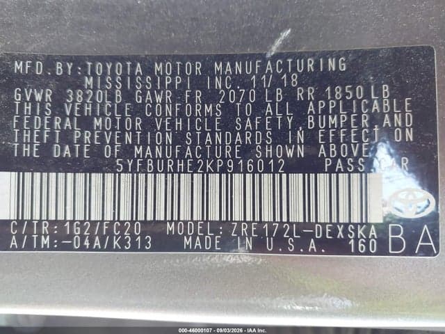 2019 TOYOTA COROLLA SE 9