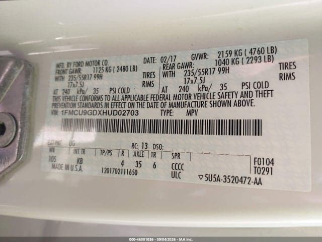 2017 FORD ESCAPE SE 9