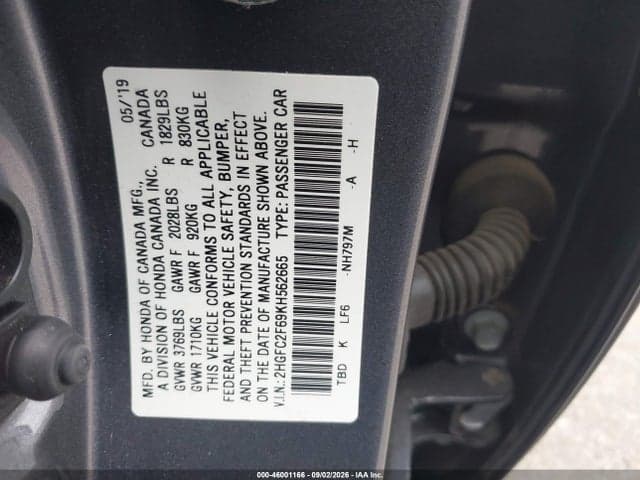 2019 HONDA CIVIC LX 9