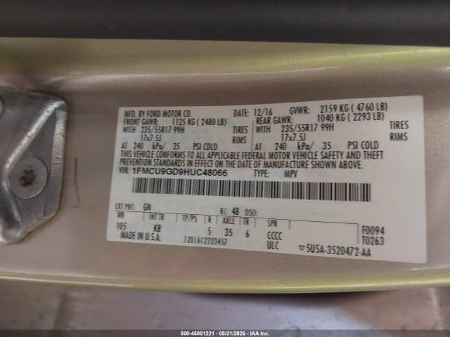 2017 FORD ESCAPE SE 9