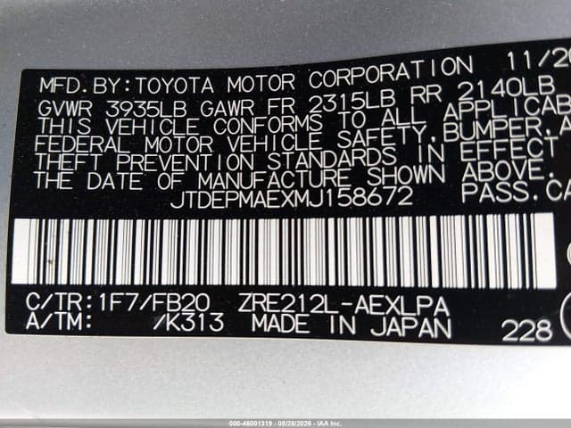 2021 TOYOTA COROLLA LE 9
