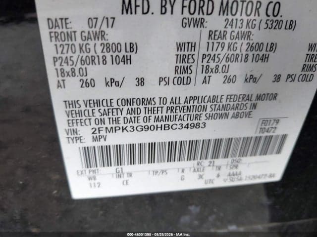 2017 FORD EDGE SE 9
