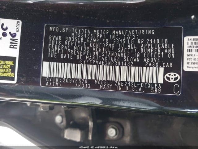 2022 TOYOTA COROLLA LE 9