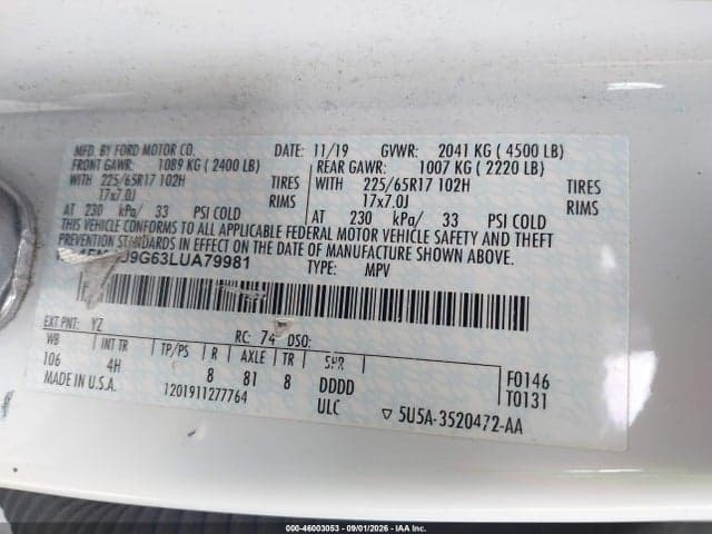 2020 FORD ESCAPE SE 9