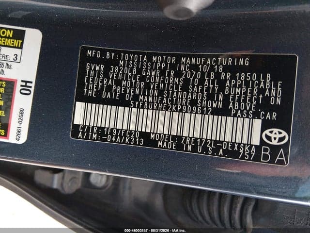 2019 TOYOTA COROLLA SE 9