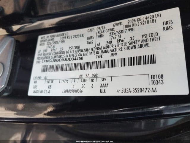 2018 FORD ESCAPE SE 9