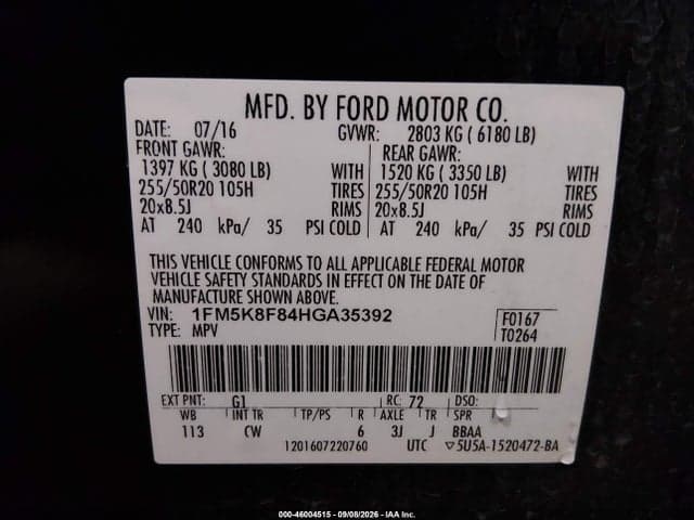 2017 FORD EXPLORER LIMITED 9