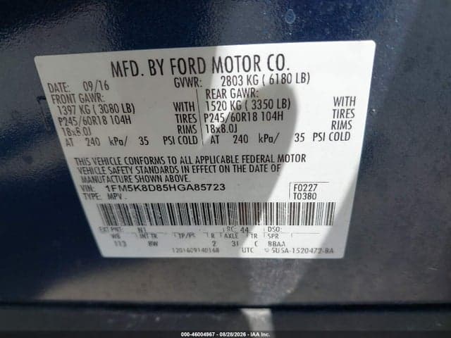 2017 FORD EXPLORER XLT 9