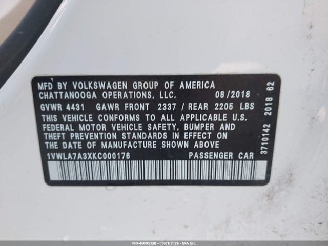 2019 VOLKSWAGEN PASSAT 2.0T WOLFSBURG EDITION 9