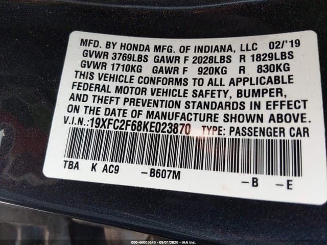 2019 HONDA CIVIC LX 9