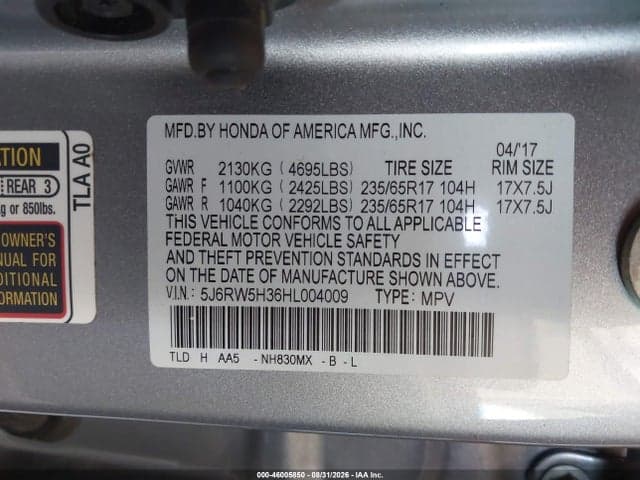 2017 HONDA CR-V LX 9