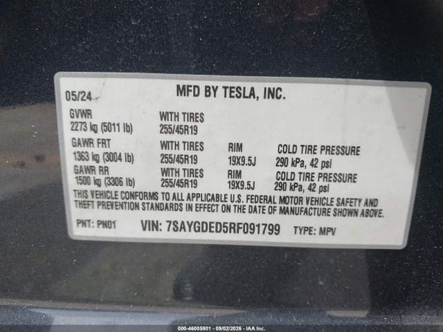 2024 TESLA MODEL Y LONG RANGE SINGLE MOTOR REAR-WHEEL DRIVE/RWD 9